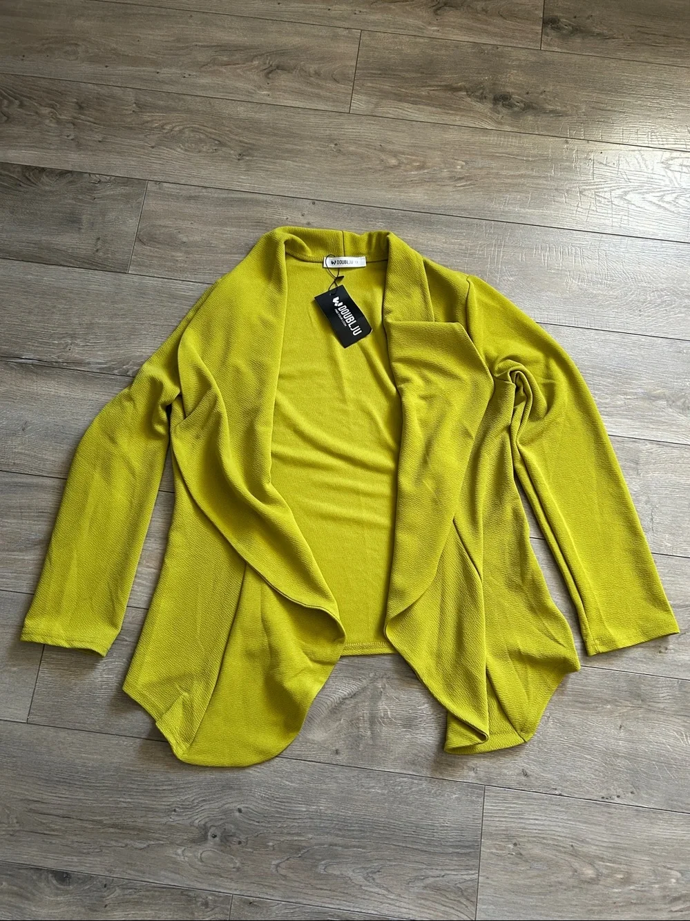 NWT Doublju Olive Green Draped Open-Front Cardigan - Picture 6 of 13